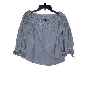 American Eagle Woven Striped Off The shoulder Flowy Top Ties Sleeve Medium Women